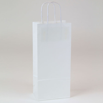 Paper Shopping Bag with Handles, 5-1/2" x 3-1/4" x 12-1/2", White Kraft, 250 Bags/Case.