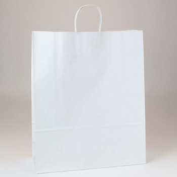 Paper Shopping Bag with Handles.  16" x 6" x 19".  White Kraft, 200 Bags/Case.