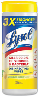 LYSOL® Brand Disinfecting Wipes,  Lemon and Lime Blossom, 7" x 8" Wipe, 35 Wipes/Canister, 12 Canisters/Case.