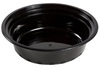 A Picture of product 964-977 AmerCareRoyal Round Polypropylene To-Go Containers with Lids. 16 oz. 6 X 1 1/2 in. Black and Clear. 150 sets/case.