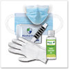 A Picture of product BPC-5DAYKIT PPE 5-Day Personal Protection Kit, 10 Sanitary Vinyl Gloves, 5 Face Masks, 5 Alcohol Surface Pads, 2 oz Hand Sanitizer, 1 Disposable Thermometer/Kit. Resealable Bag.