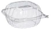 ClearSeal® Clear Plastic Hinged Lid Containers.  6" PET Sandwich Container.  125/Pack, 4 Packs/Case, 500/Case.
