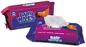 Baby Wipes Refill Pack. With Aloe Vera and Baby Lotion. White, 80/Pack, 12 Packs/Case.