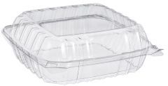 ClearSeal® Clear Plastic Hinged Lid Containers. 8.3" X 8.3" X 3.0"  250 per case (2 sleeves of 125)