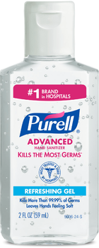 PURELL® Advanced Instant Hand Sanitizer. 2 oz. Flip-Top Squeeze Bottle.  24 Bottles/Case.
