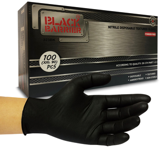 Innovative Gloves Black Barrier Fully Textured Powder Free Nitrile Gloves. Size X-Large. 5 mil. Black. 100/Box, 10 Boxes/Case
