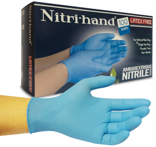 Glove Nitrile Blue Powder Free 4 mil Textured, Medium Size, 100/Box, 10 Boxes/Case