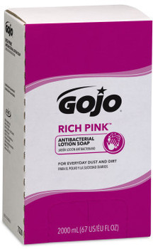 GOJO® RICH PINK™ Antibacterial Lotion Soap Refills for GOJO® PRO™ TDX™ Dispensers. 2000 mL. Pink. Floral scent. 4 Refills/Case.
