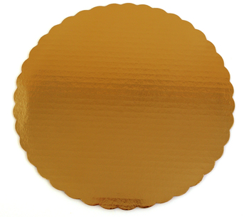 Scalloped Edge Laminated Cake Circles. 12 in. Metallic Gold. 100/case.