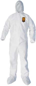 KleenGuard™ A40 Liquid and Particle Protection Coveralls with Elastic Cuff & Ankle, Hood, Boots, and Front Zipper. 2X-Large. White. 25/Carton.