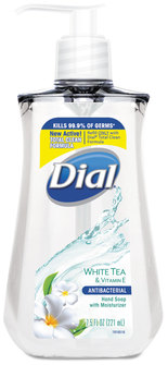 Dial Antimicrobial Liquid Soap, 7 1/2 oz Pump Bottle, White Tea, 12/Case.