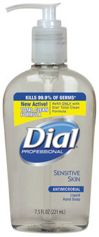 Dial® Professional Antimicrobial Soap for Sensitive Skin,  7.5oz Décor Pump Bottle, 12/Case.