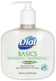 Dial® Basics Hypoallergenic Liquid Soap,  Rosemary & Mint, 16 oz Pump, 12/Case.