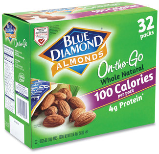 Whole Natural Almonds On-the-Go, 0.63 oz Pouch, 32 Pouches/Carton, Free Delivery.