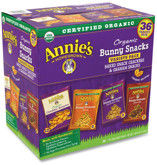 Annie's Organic Bunny Snacks Variety Pack, Assorted Flavors, 38 - 1 oz Packs/Carton, Free Delivery.
