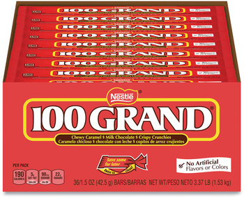 100 GRAND® Chocolate Candy Bars, Full Size, 1.5 oz, 36/Carton, Free Delivery in 1-4 Business Days