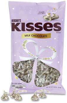 Hershey®'s KISSES Wedding "I Do" Milk Chocolates, Gold Wrappers/Silver Hearts, 48 oz Bag, Free Delivery in 1-4 Business Days