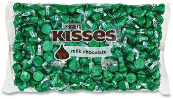 Hershey®'s  Milk Chocolate Candy KISSES, Milk Chocolate, Green Wrappers, 66.7 oz Bag, Free Delivery in 1-4 Business Days