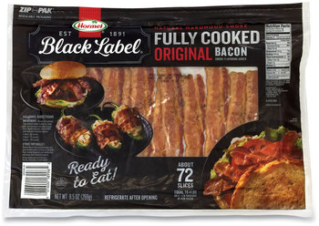 Hormel® Black Label® Fully Cooked Bacon, Original, 9.5 oz Package, Approximately 72 Slices/Pack, Free Delivery in 1-4 Business Days