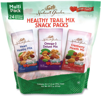 Nature's Garden Healthy Trail Mix Snack Packs, 1.2 oz Pouch, 24 Pouches/Box, Free Delivery in 1-4 Business Days