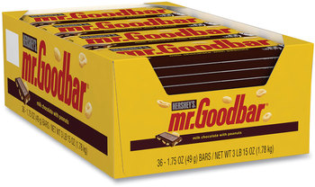 MR. GOODBAR Chocolate Candy Bar, 1.75 oz Bar, 36 Bars/Box, Free Delivery in 1-4 Business Days