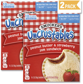 Smucker's® UNCRUSTABLES Soft Bread Sandwiches, Strawberry Jam, 2 oz, 10 Sandwiches/Pack, 2 Packs/Box, Free Delivery in 1-4 Business Days