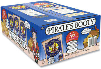 Pirate's Booty® Puffs, Aged White Cheddar, 0.5 oz Bag, 36/Box, Free Delivery in 1-4 Business Days