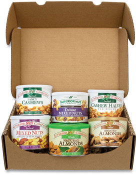 Snack Box Pros Premium Nut Box, Assorted Nuts, 7.5-8 oz Cans, 6 Cans/Carton, Free Delivery in 1-4 Business Days