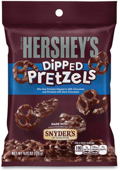 Hershey®'s Dipped Pretzels, Milk Chocolate, 4.25 oz Bag, 4 Bags/Pack, Free Delivery in 1-4 Business Days