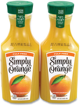 Simply Orange® Orange Juice Pulp Free, 52 oz Bottle, 2/Pack, Free Delivery in 1-4 Business Days