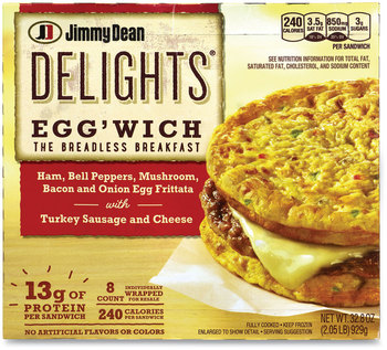 Jimmy Dean® Delights Egg'wich Breadless Breakfast Frittatas, 32.8 oz Box, 8/Box, Free Delivery in 1-4 Business Days