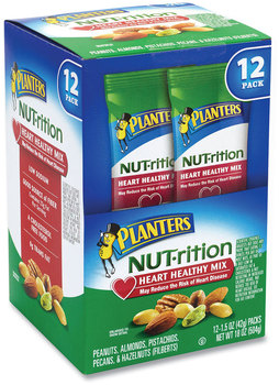 Planters® NUT-rition Heart Healthy Mix, 1.5 oz Tube, 12 Tubes/Box, Free Delivery in 1-4 Business Days