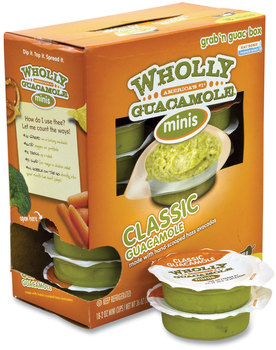 Wholly® Guacamole Minis, Classic Guacamole, Mild, 2 oz Cup, 18 Cups/Box, Free Delivery in 1-4 Business Days