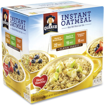 Quaker® Instant Oatmeal, Assorted Varieties, 1.51 oz Envelope, 52/Carton, Free Delivery in 1-4 Business Days