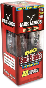 Jack Link's Big Beef Sticks, 0.92 oz Sticks, 20 Sticks/Box, Free Delivery in 1-4 Business Days