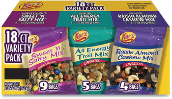 Kar's Trail Mix Variety Pack, Assorted Flavors, 18 Packets/Box, Free Delivery in 1-4 Business Days