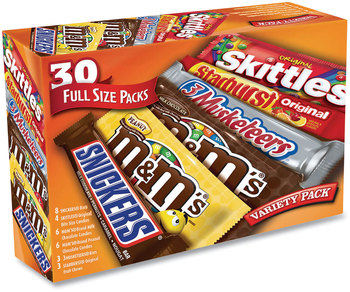 MARS Full-Size Candy Bars Variety Pack, Assorted, 30/Box, Free Delivery in 1-4 Business Days
