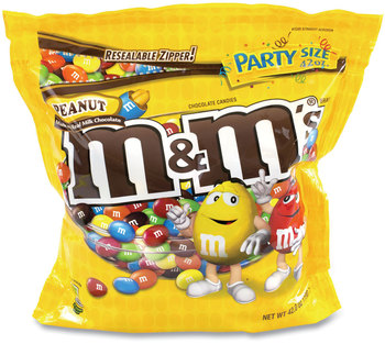 M & M's® SUP Party Bag Peanut, 38 oz Bag, 2 Bags/Pack, Free Delivery in 1-4 Business Days