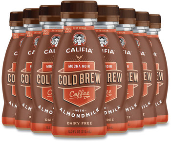 CALIFIA FARMS® Cold Brew Coffee with Almond Milk, 10.5 oz Bottle, Mocha Noir, 8/Pack, Free Delivery in 1-4 Business Days