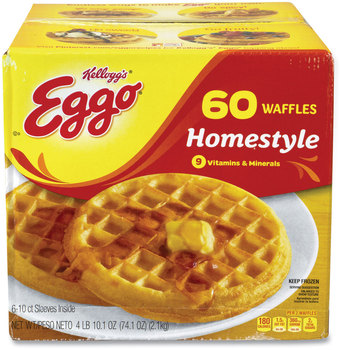 Kellogg's® Eggo Homestyle Waffles, 74.1 oz Box, 10 Waffles/Sleeve, 6 Sleeves/Box, Free Delivery in 1-4 Business Days