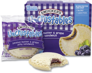 Smucker's® UNCRUSTABLES Soft Bread Sandwiches, Grape Jelly, 2 oz, 10 Sandwiches/Pack, 2 Packs/Box, Free Delivery in 1-4 Business Days
