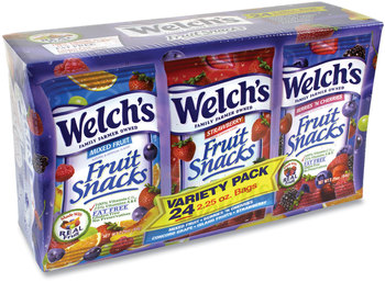 Welch's® Fruit Snacks, Assorted Flavors, 2.25 oz Pouch, 24 Pouches/Box, Free Delivery in 1-4 Business Days