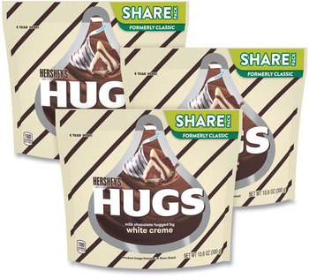 Hershey®'s HUGS Candy, Milk Chocolate with White Creme, 1.6 oz Bag, 3 Bags/Pack, Free Delivery in 1-4 Business Days