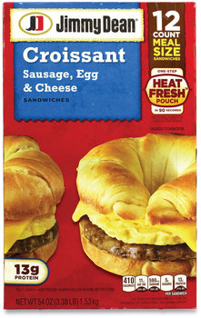 Jimmy Dean® Sausage, Egg and Cheese Croissant Breakfast Sandwich, 54 oz, 12/Box, Free Delivery in 1-4 Business Days