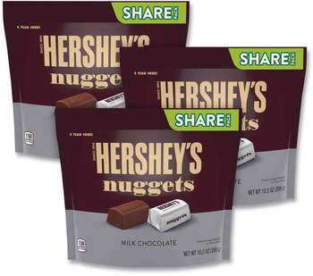 Hershey®'s Nuggets Share Pack, Milk Chocolate, 10.2 oz Bag, 3/Pack, Free Delivery in 1-4 Business Days