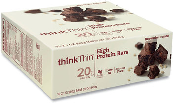 thinkThin® High Protein Bars, Brownie Crunch, 2.1 oz Bar, 10 Bars/Carton, Free Delivery in 1-4 Business Days