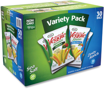 Sensible Portions Snacks Veggie Straws, Sea Salt/Zesty Ranch, 1 oz Bag, 30 Bags/Carton, Free Delivery in 1-4 Business Days