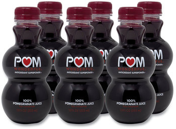 POM Wonderful 100% Pomegranate Juice, 12 oz Bottle, 6/Pack, Free Delivery in 1-4 Business Days