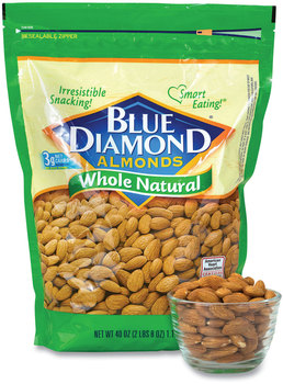 Blue Diamond® Whole Natural Almonds, 40 oz Resealable Bag, Free Delivery in 1-4 Business Days