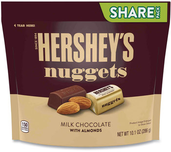 Hershey®'s Nuggets Share Pack, Milk Chocolate with Almonds, 10.1 oz Bag, 3/Pack, Free Delivery in 1-4 Business Days